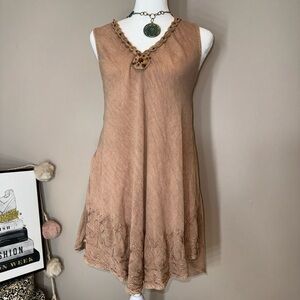 Elegant Tan Sleeveless Dress